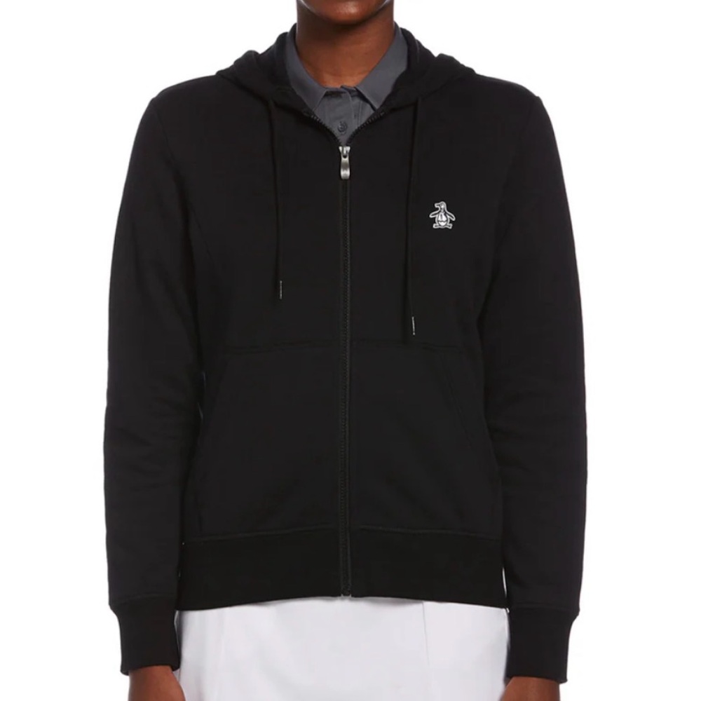 Original Penguin's Cotton Long Sleeve Full Zip Hoodie in Black